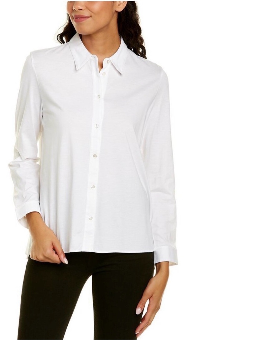 Theory Fitted K Apex Tee Long Sleeve Button Down White Size XXL